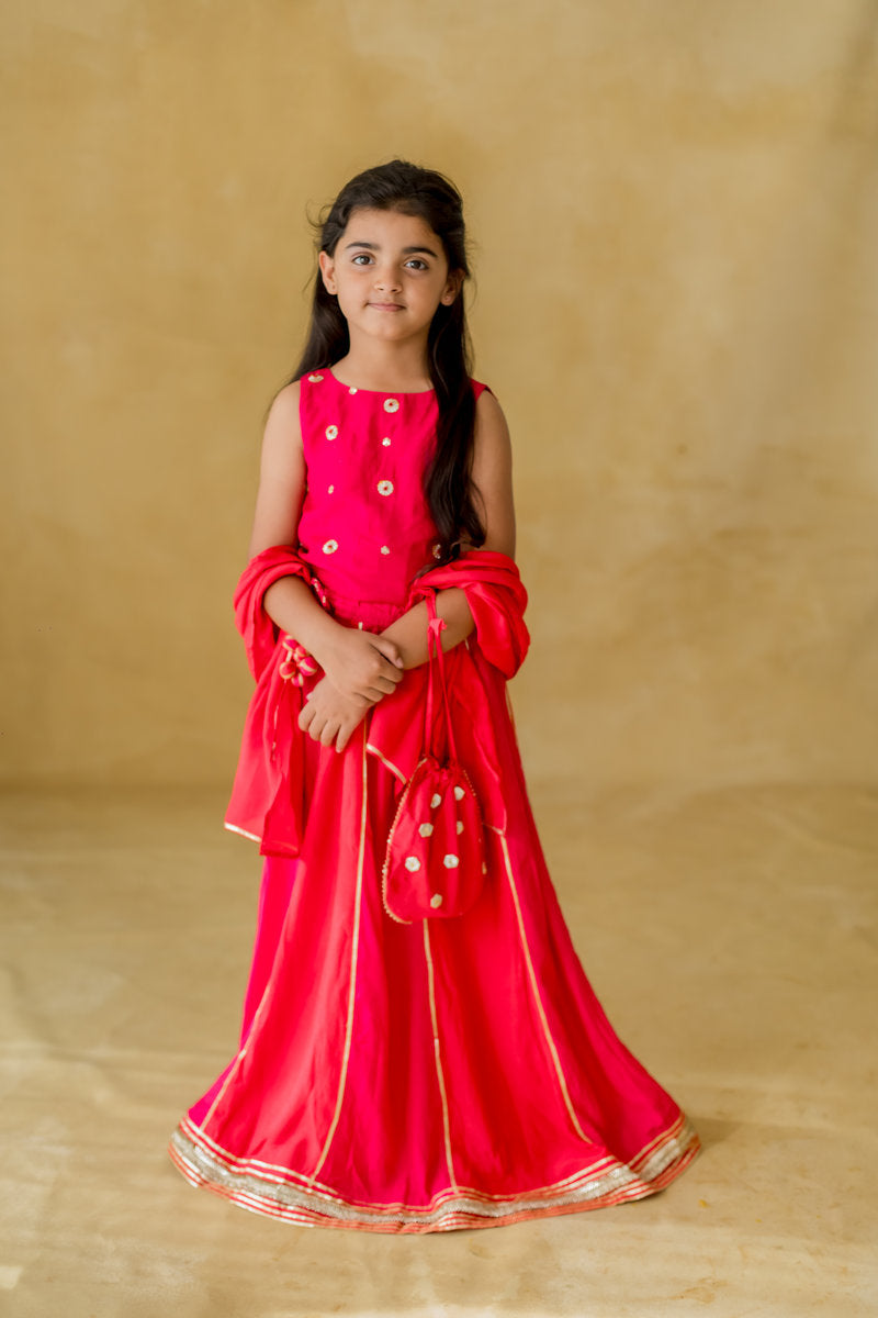 PINK CHAKRI LEHENGA SET