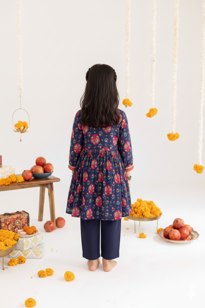 BLUE ANAR JAAL ANGRAKHA SET -SET OF TWO