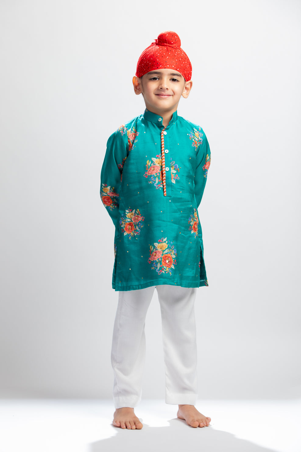 Boy's printed floral kurta set
