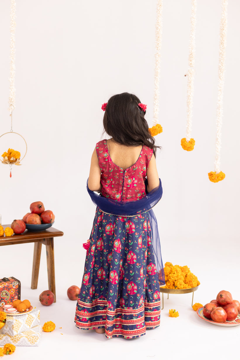 The Midnight Blue & Fuchsia Lehenga Choli Set