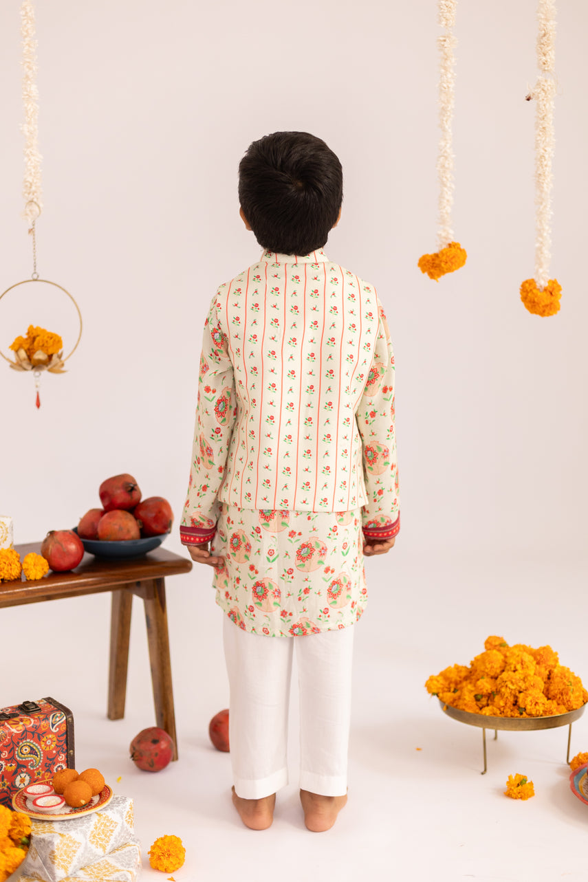 OFF WHITE STRIPES PRINTED JACKET SET