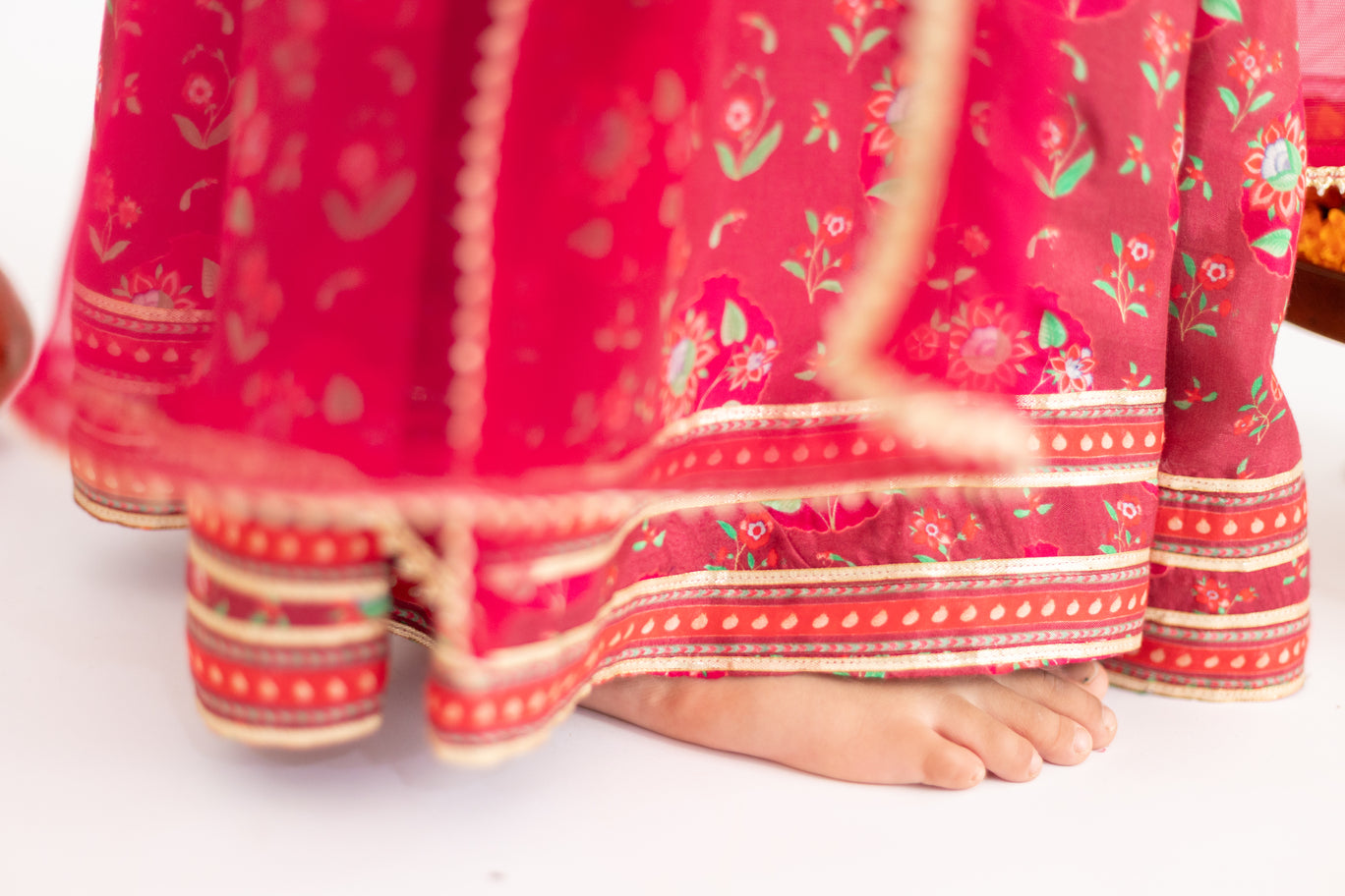 MARRON ANAR JAAL LEHENGA SET -SET OF 4
