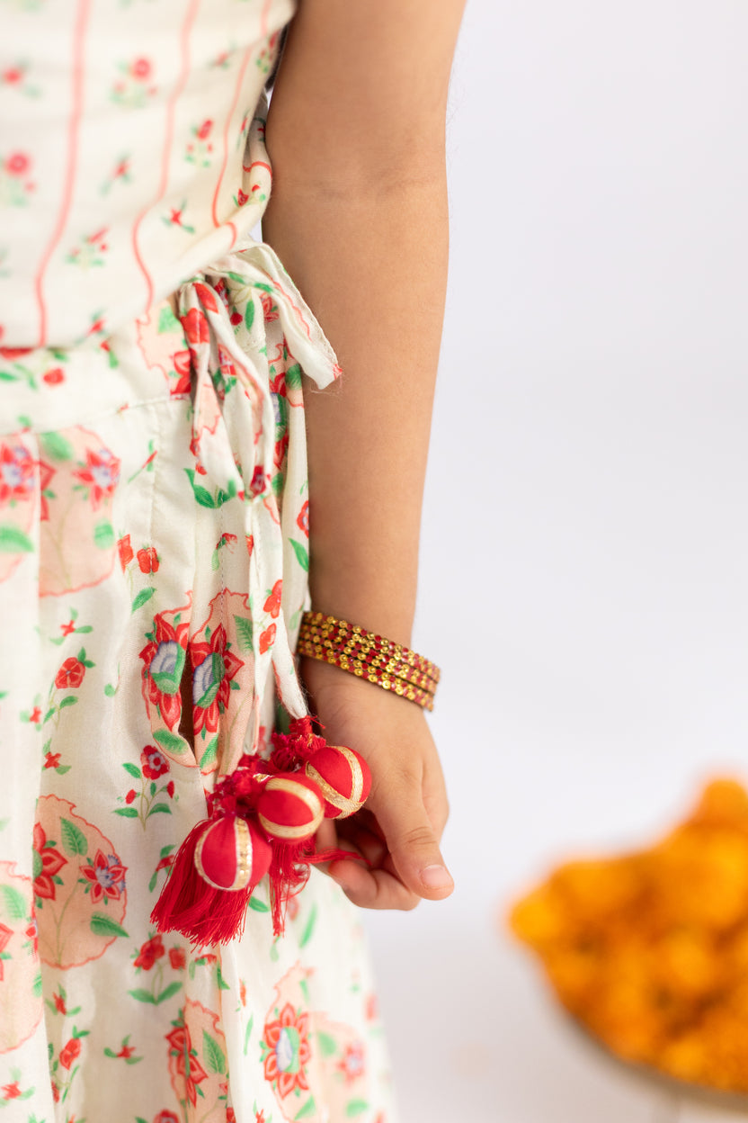 THE IVORY FLORAL LEHENGA SET -SET OF THREE