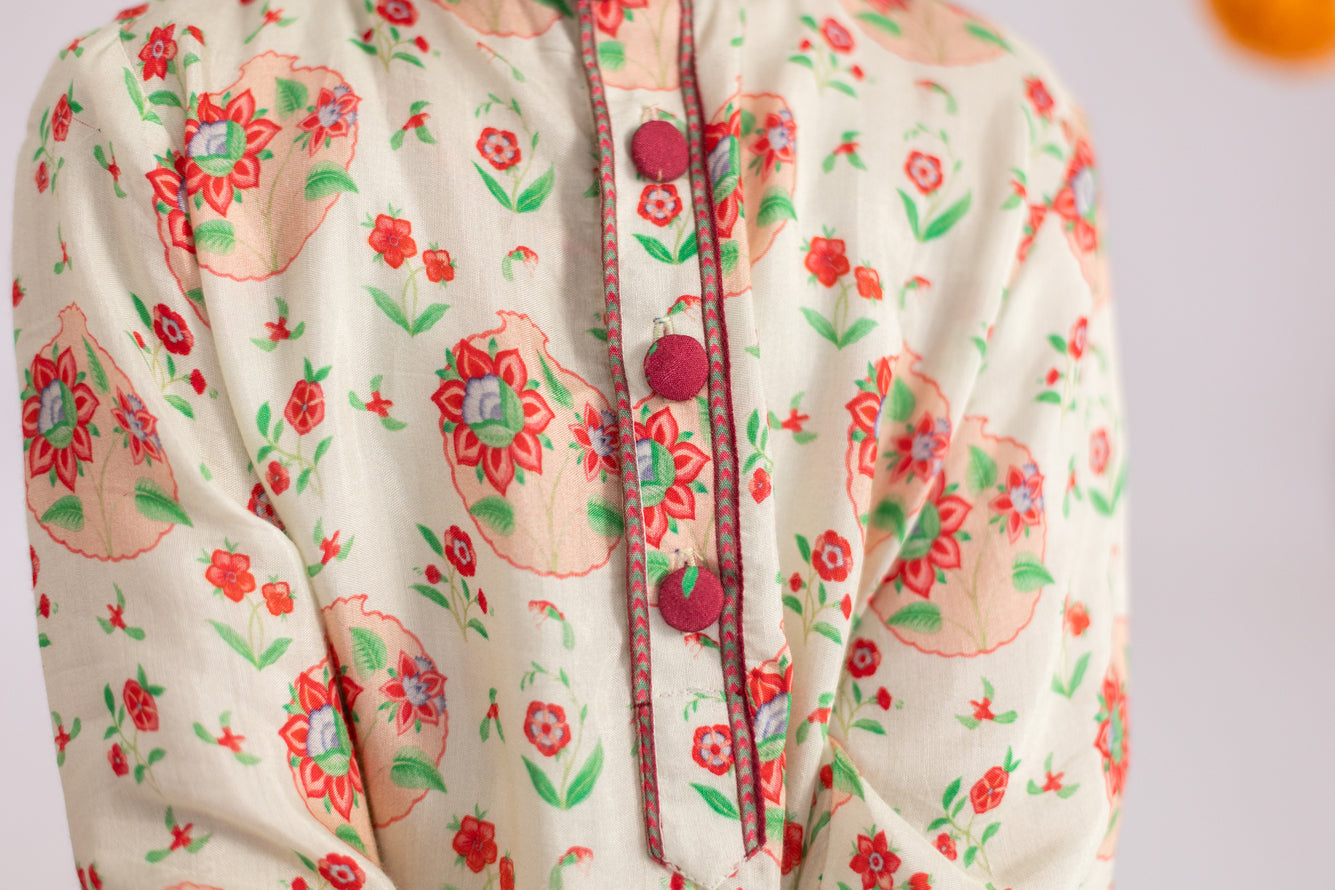 OFF WHITE ANAR JAAL PRINTED KURTA SET