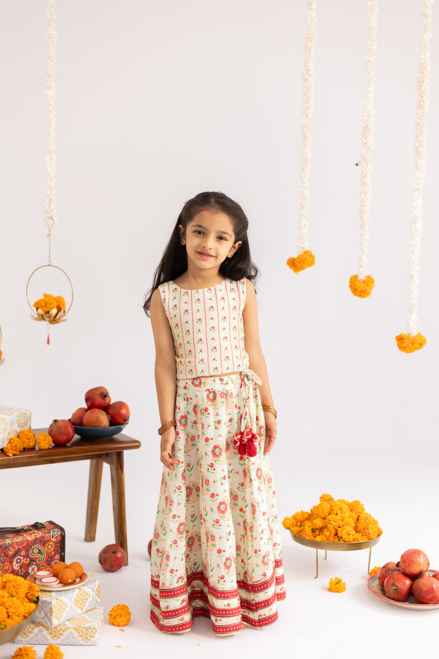 THE IVORY FLORAL LEHENGA SET -SET OF THREE