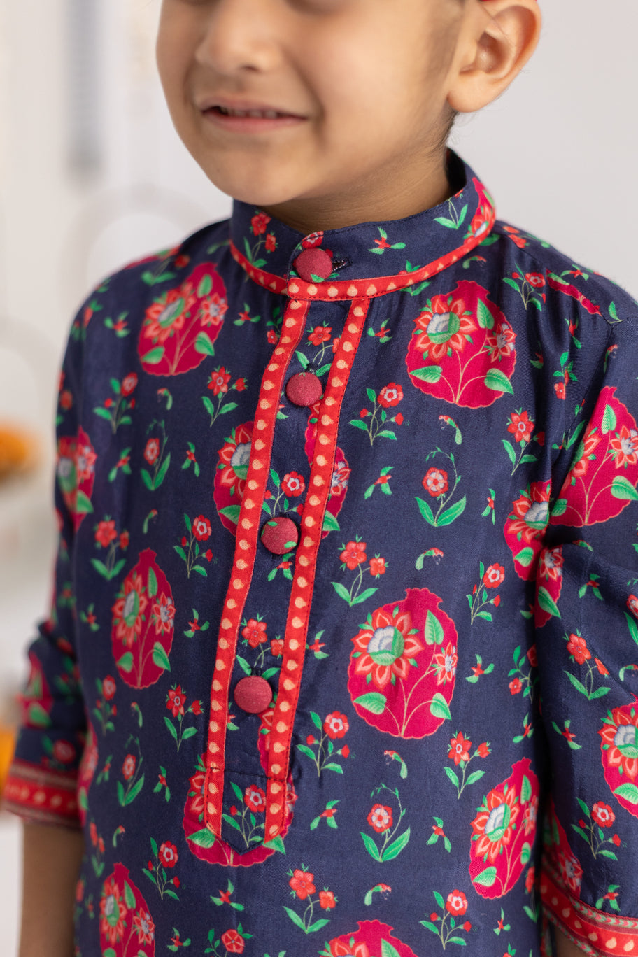 BLUE ANAR JAAL PRINTED KURTA SET