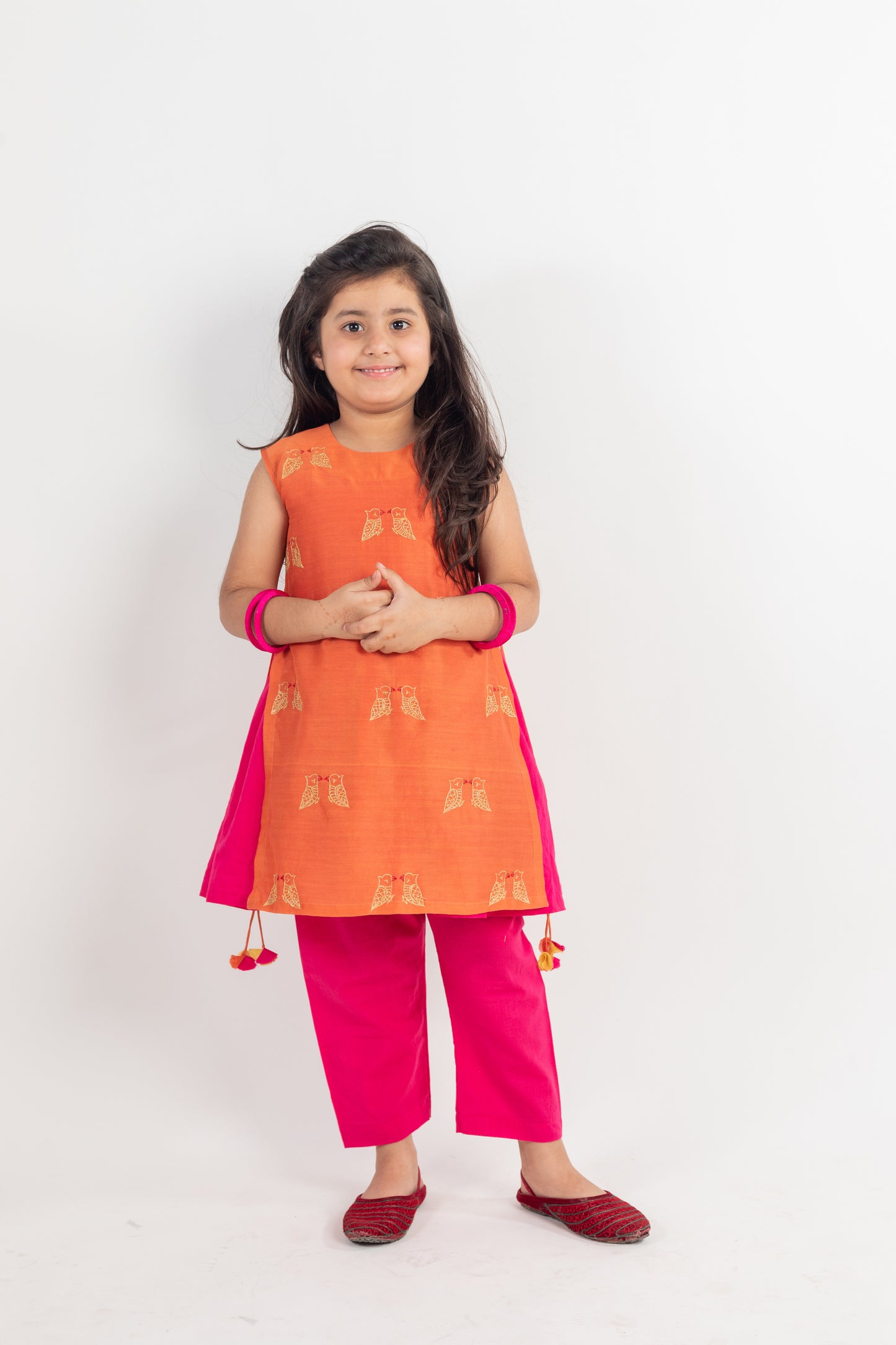 RUST-PINK EMBROIDERED KURTA SET