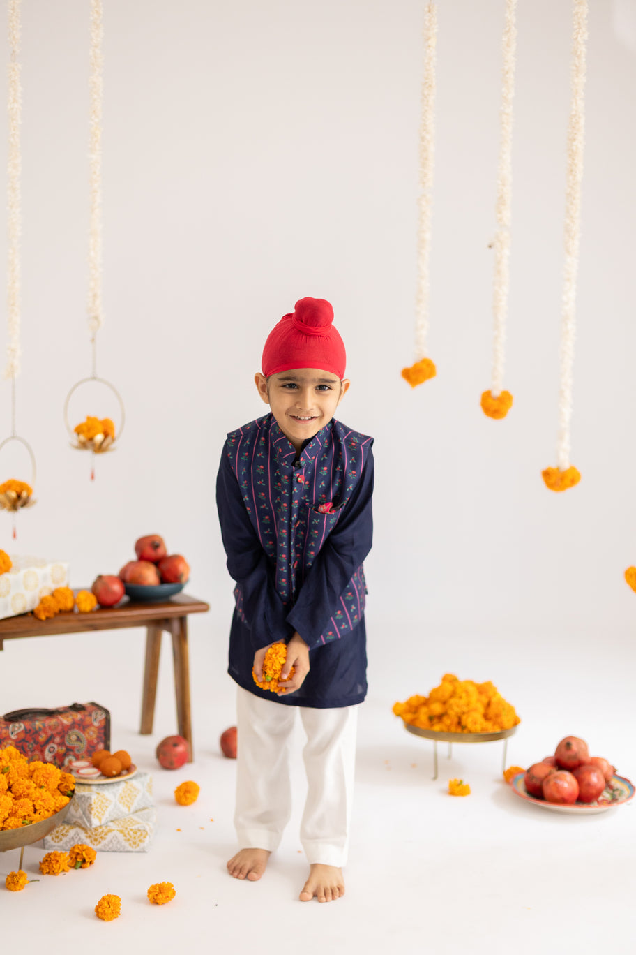 NAVY BLUE PRINTED JACKET SET