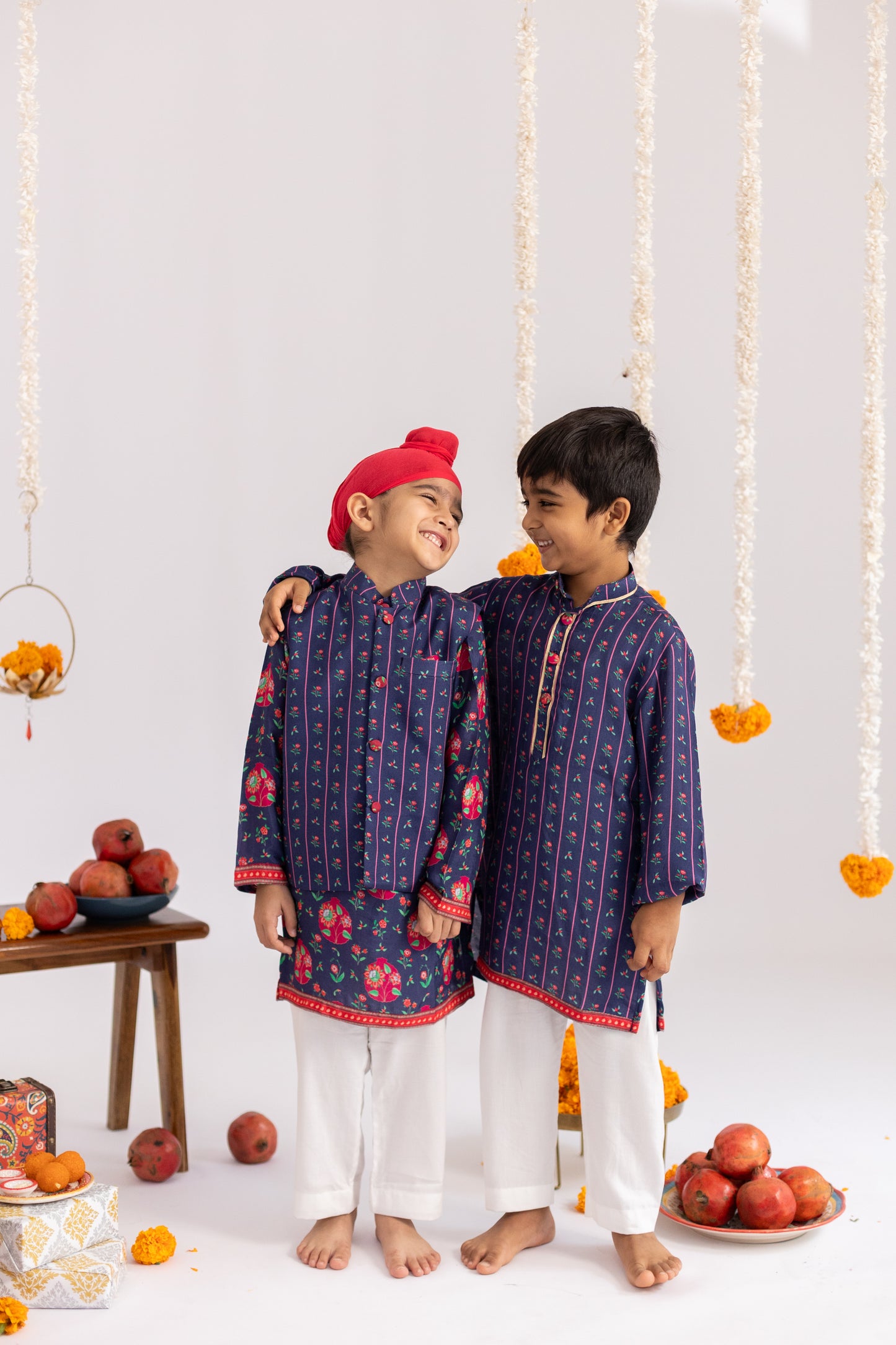 BLUE STRIPES PRINTED JACKET SET