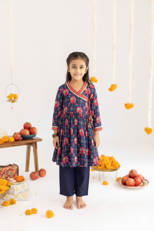 BLUE ANAR JAAL ANGRAKHA SET -SET OF TWO