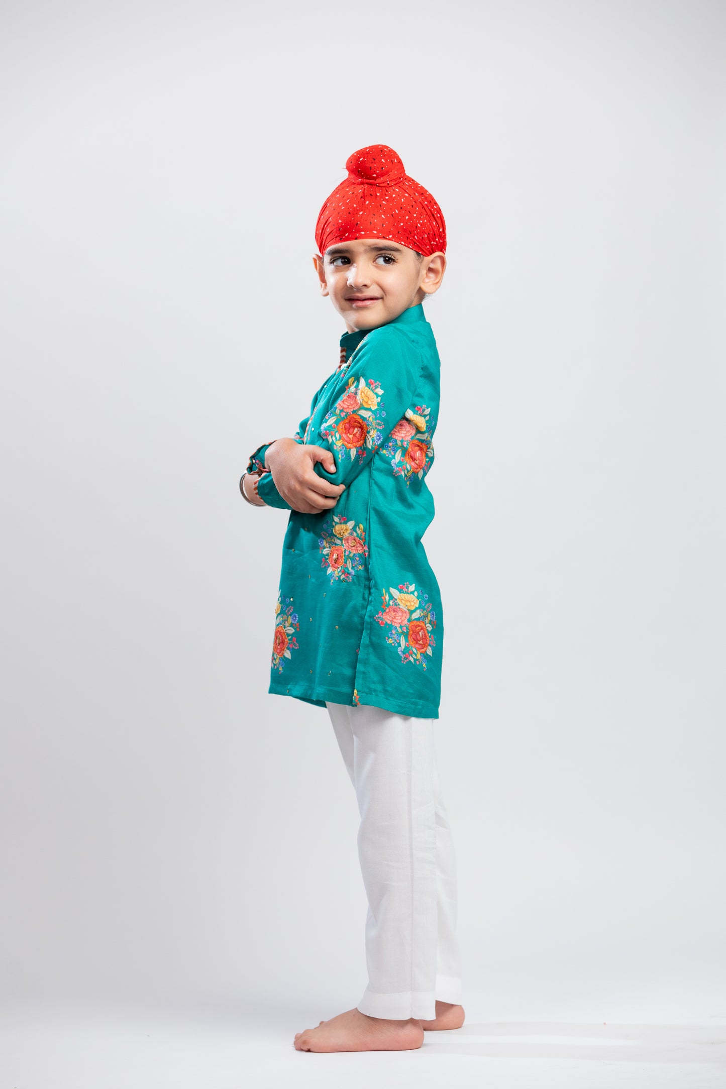 Boy's printed floral kurta set