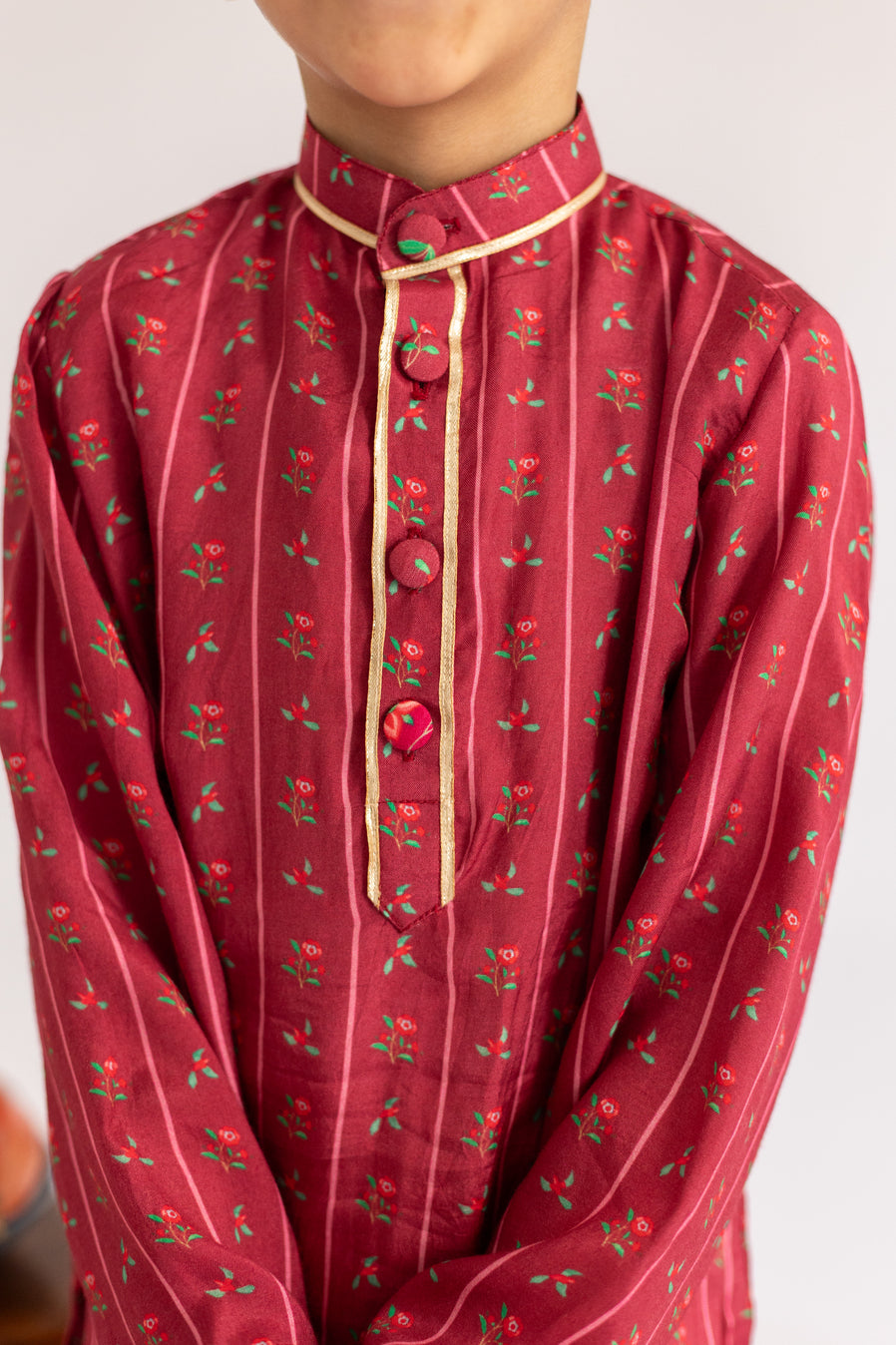 MAROON STRIPES PRINTED KURTA