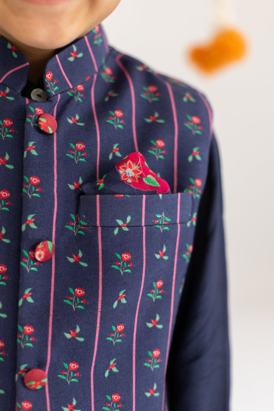 NAVY BLUE PRINTED JACKET SET