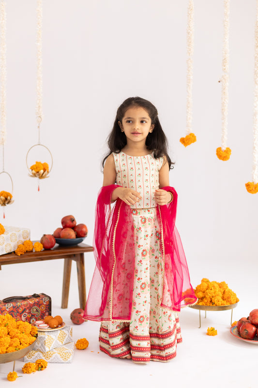 THE IVORY FLORAL LEHENGA SET -SET OF THREE