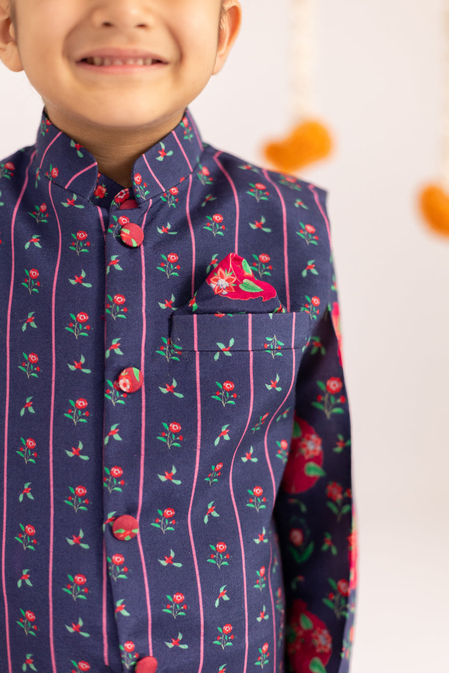 BLUE STRIPES PRINTED JACKET SET