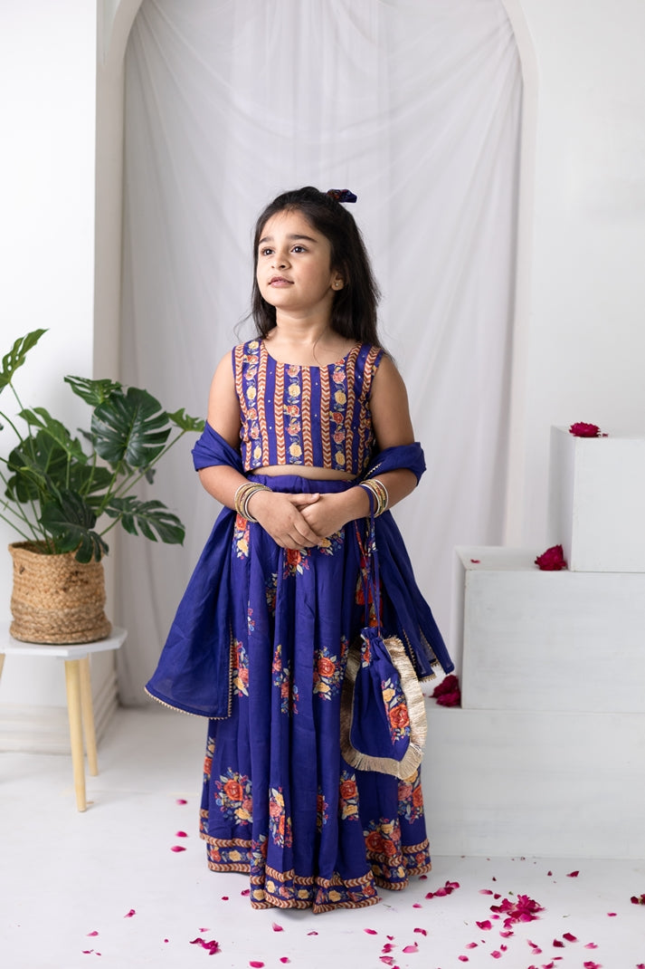 PURPLE FLORAL LEHENGA SET