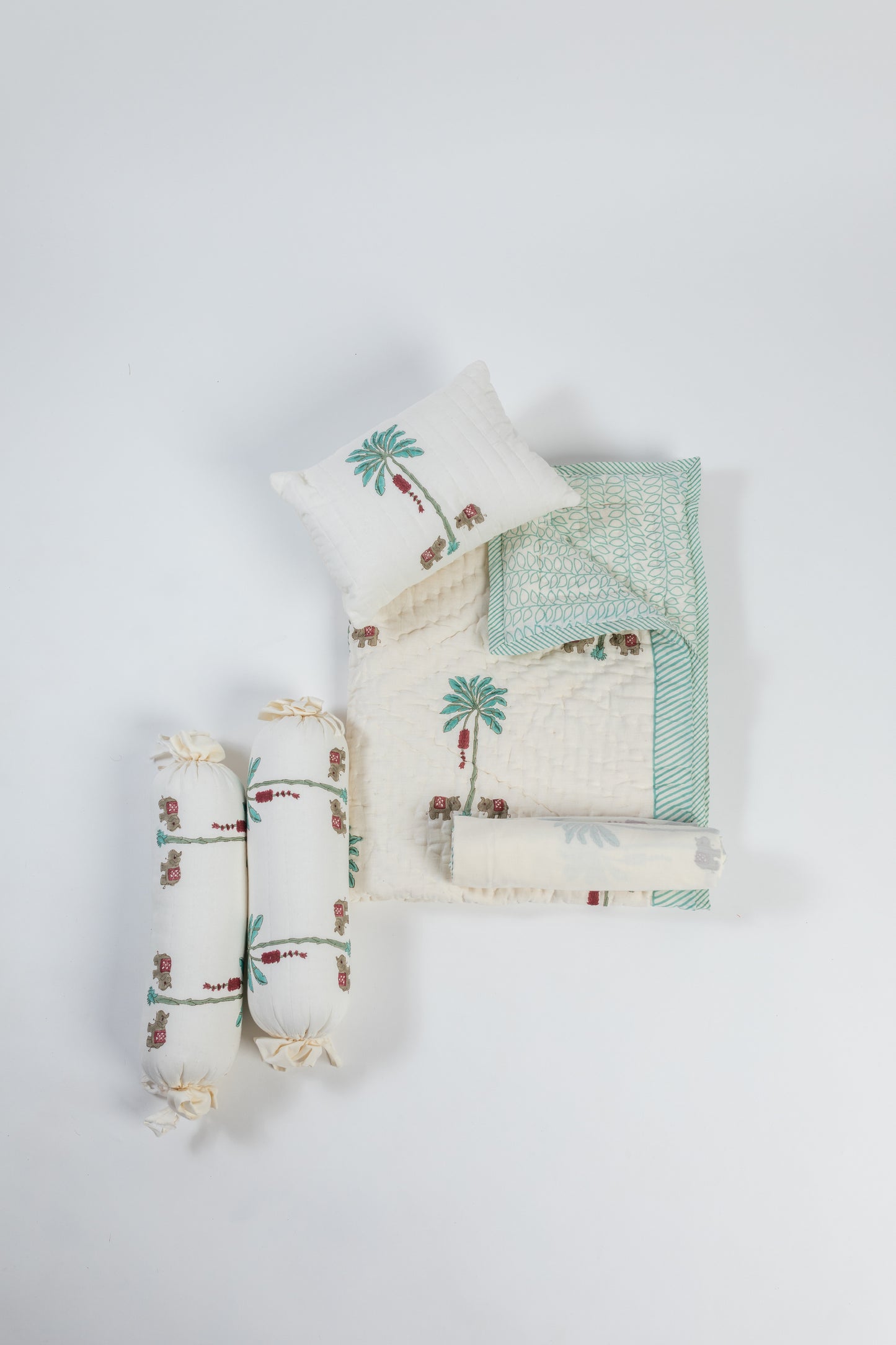 PALM ELEPHANT PRINTED BABY BED SET