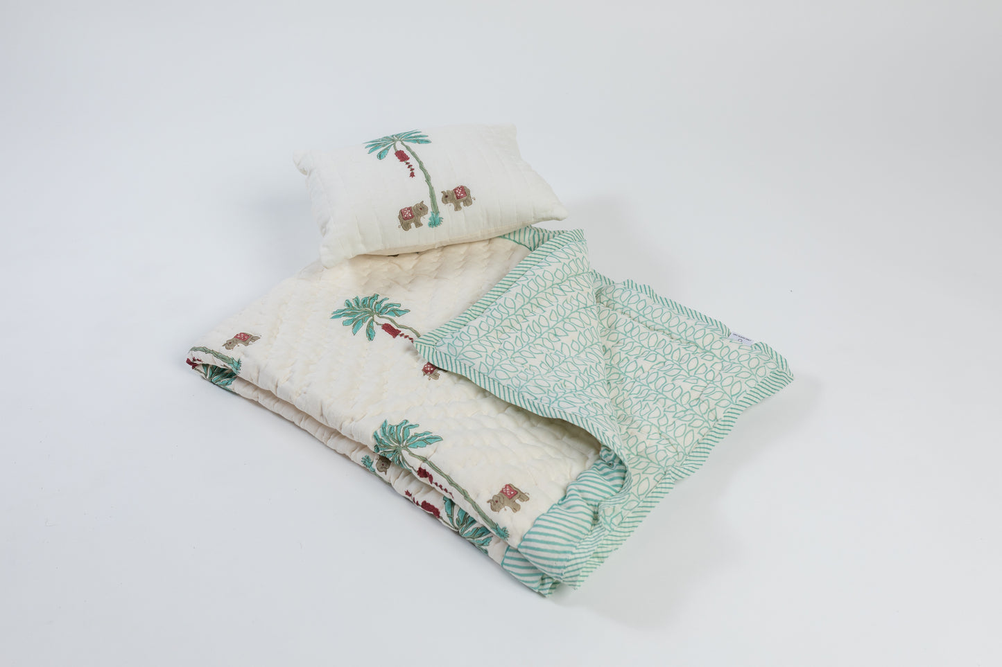 PALM ELEPHANT PRINTED BABY BED SET